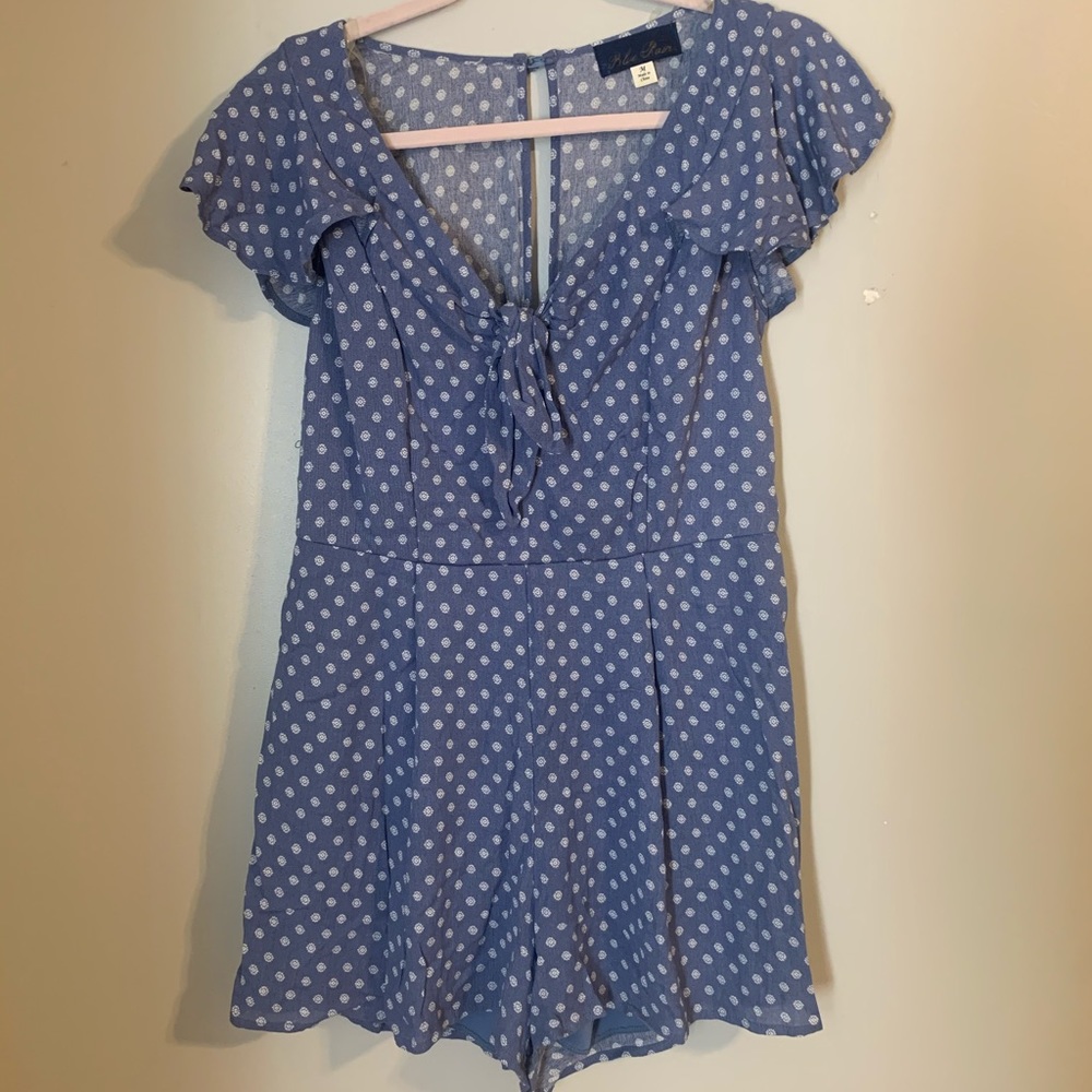 Francesca’s blue polka dot, floral, romper!